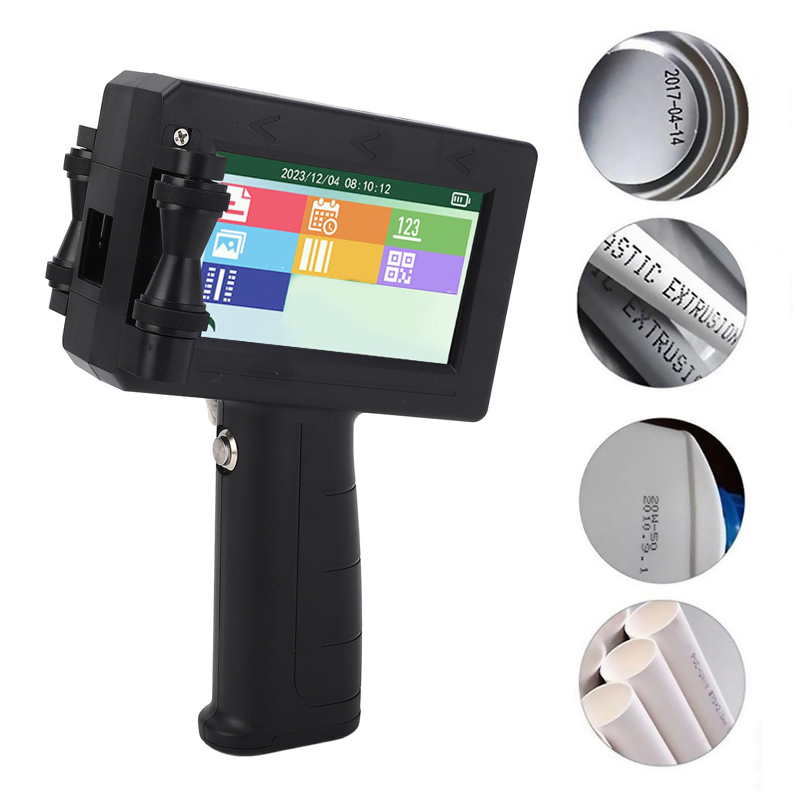 Impresora de Inyección de Tinta Portátil de 12,7 Mm, Impresora de Inyección de Tinta Portátil de Secado Rápido con Pantalla Táctil de 4,3 Pulgadas, Pistola de Impresora de