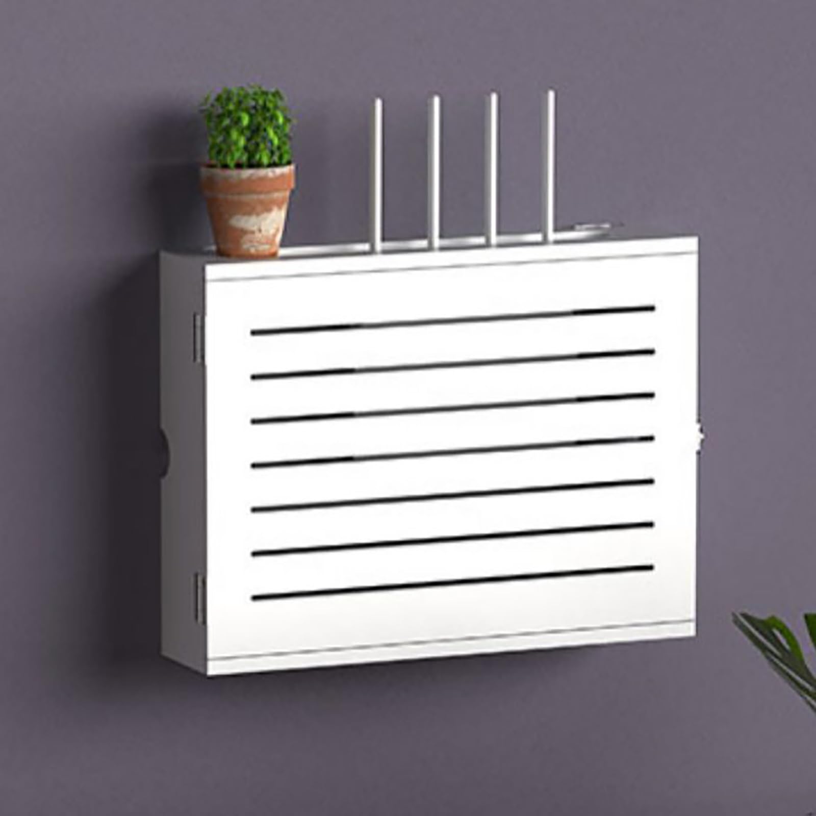 MESCXTY WiFi Router Storage Box,WiFi Box Hider Shelves for Wall,Basket Hiding Router,No Punching Wall Hanging Box,for Office and Home(White,L42.4cm/16.6in)