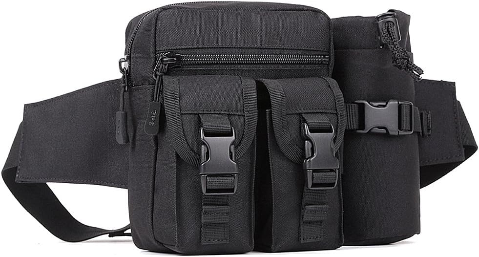 Tactical Waist Pack With Detachable Water Bottle Holder Pocket Fanny Pack & Outdoor Lumbar Bag for Hiking Travelling Climbing Cycling Camping Shopping Hunting Fishing