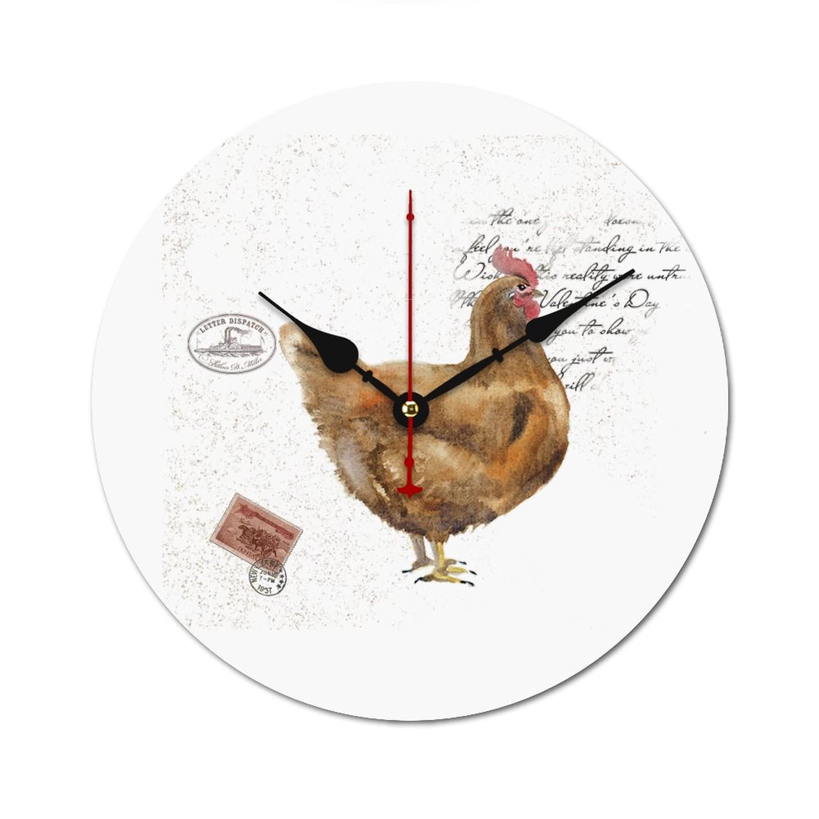 Horloge silencieuse coq vintage sans tic-tac pour chambre