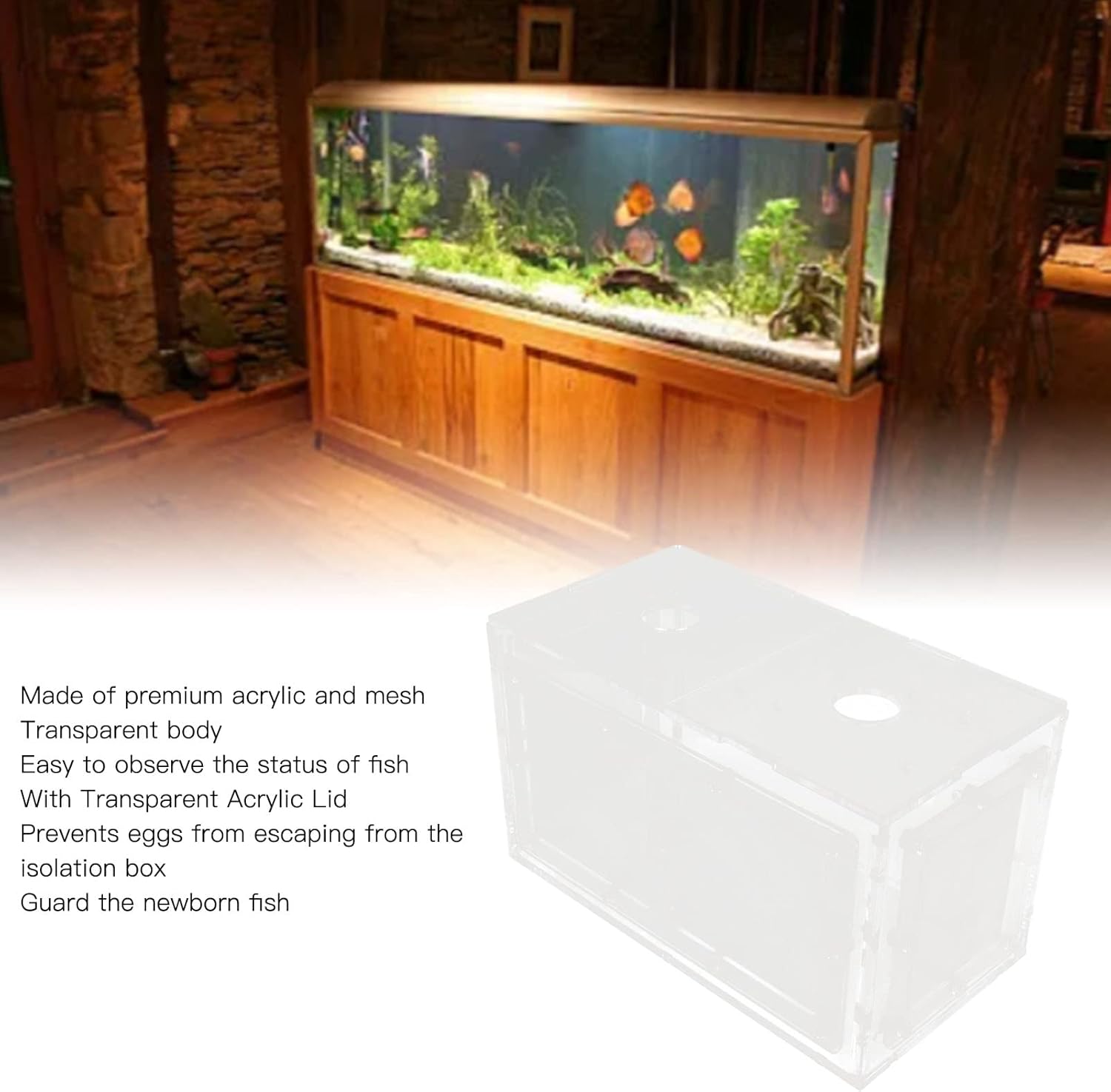 Fish Breeder Box, Fish Isolation Box, Fish Tank Incubator, Transparent Mesh Side Fish TankAcclimation Hatchery Incubator Breeder Box for Aquarium Small Fish (20 * 10 * 11CM)