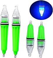 Vista 10 de AGOOL Luz de pesca subacuática, 4 unids luz de pesca de caída profunda impermeable intermitente LED luz de pesca nocturna atractiva luz verde luz
