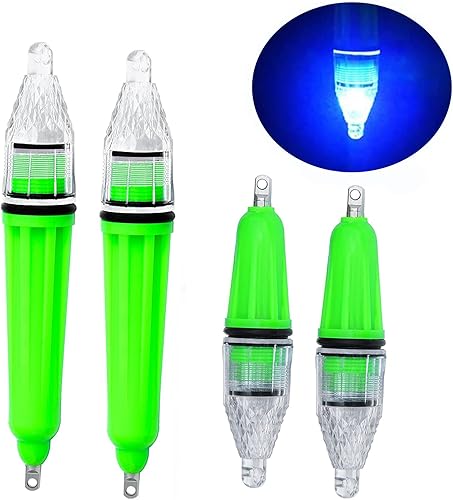AGOOL Luz de pesca subacuática, 4 unids luz de pesca de caída profunda impermeable intermitente LED luz de pesca nocturna atractiva luz verde luz