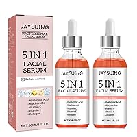 Vista 1 de 2 sueros faciales 5 en 1, aceite facial con vitamina C, suero antienvejecimiento 5 en 1, suero de vitamina C para hidratación facial, reafirmante