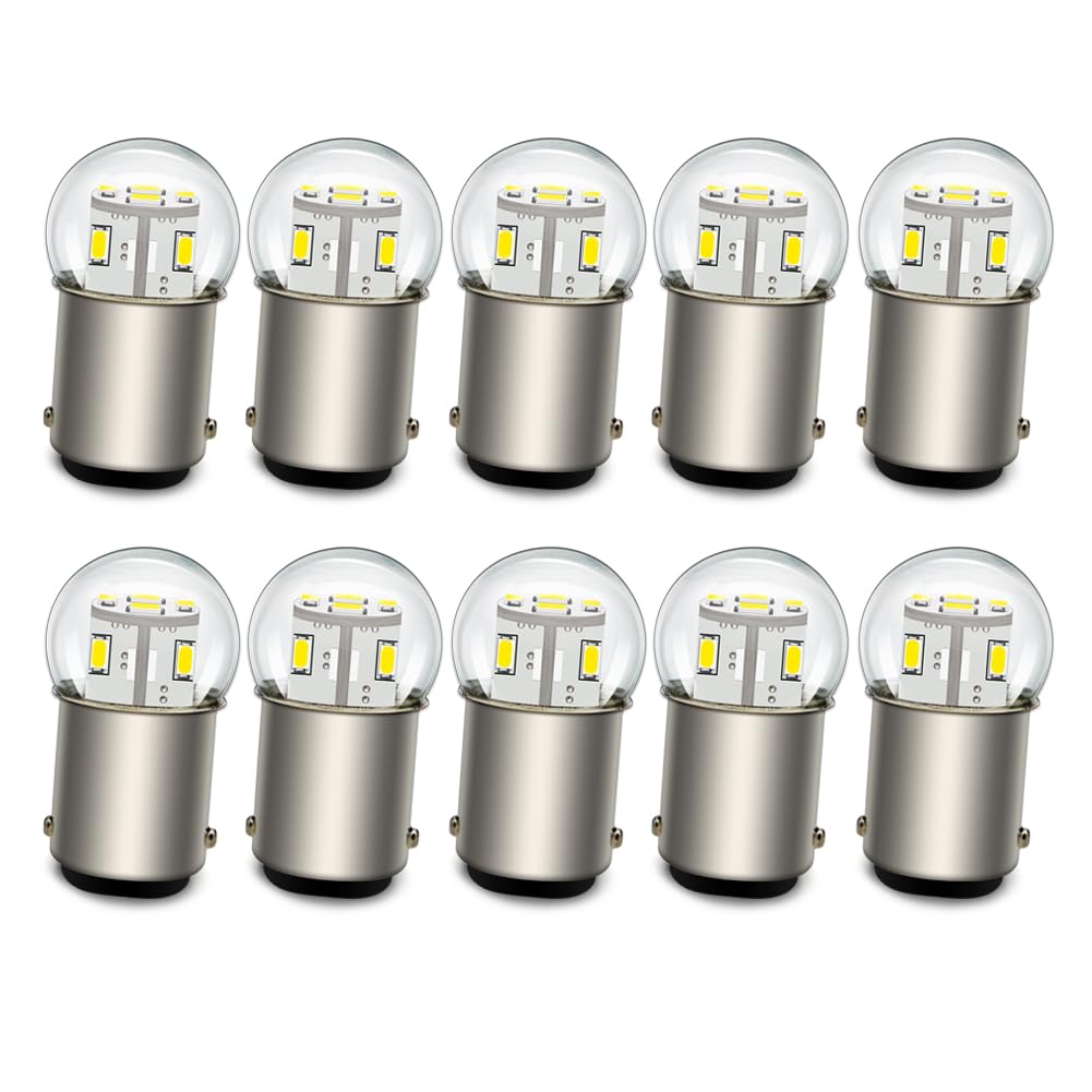 Ruiandsion 10pcs BA15D LED Lampadina 6V-30V 1130 1142 1176 Bianco LED Sostituzione per Auto Rimorchio Marine RV Camper Boat Fanali