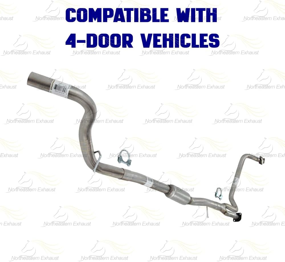 Exhaust Y Pipe Resonator Kit Compatible for 2012-2015 Jeep Wrangler 3.6L | Stainless Steel | Northeastern Exhaust | Free Clamps Included | Automotive Replacement Part | Direct-Fit