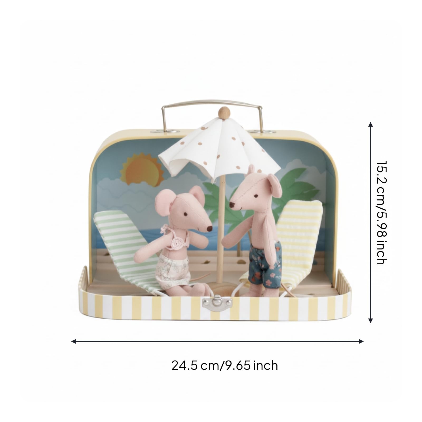 Miniatur-Koffer Küstennah Miniatur-Strandszene Sommerlich Miniaturset mit Strandstuhl für Sammler, Bücherregal