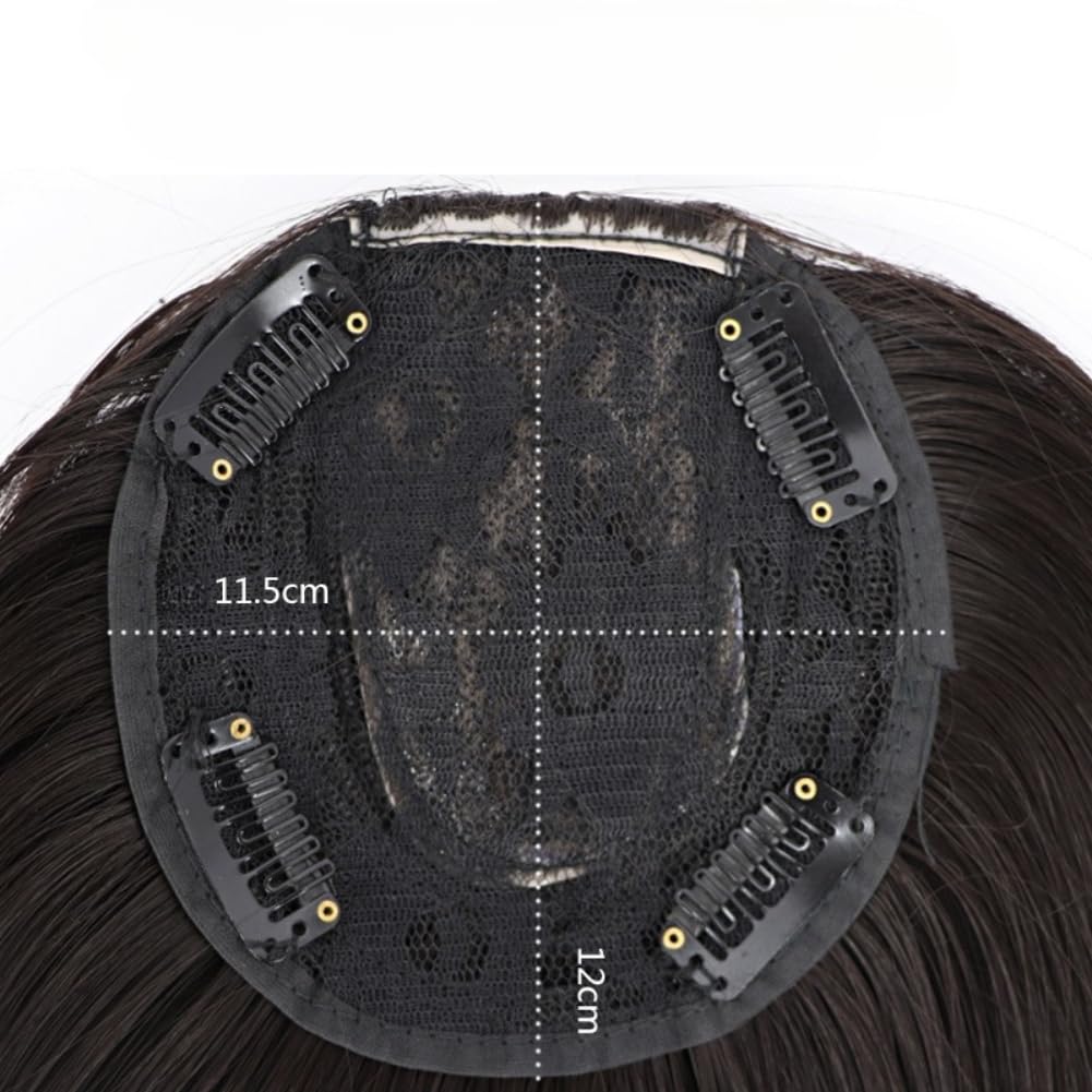 Clip in toppers synthetic hair long straight hair wiglet hairpiece for women thin hair (Natural black,55CM)