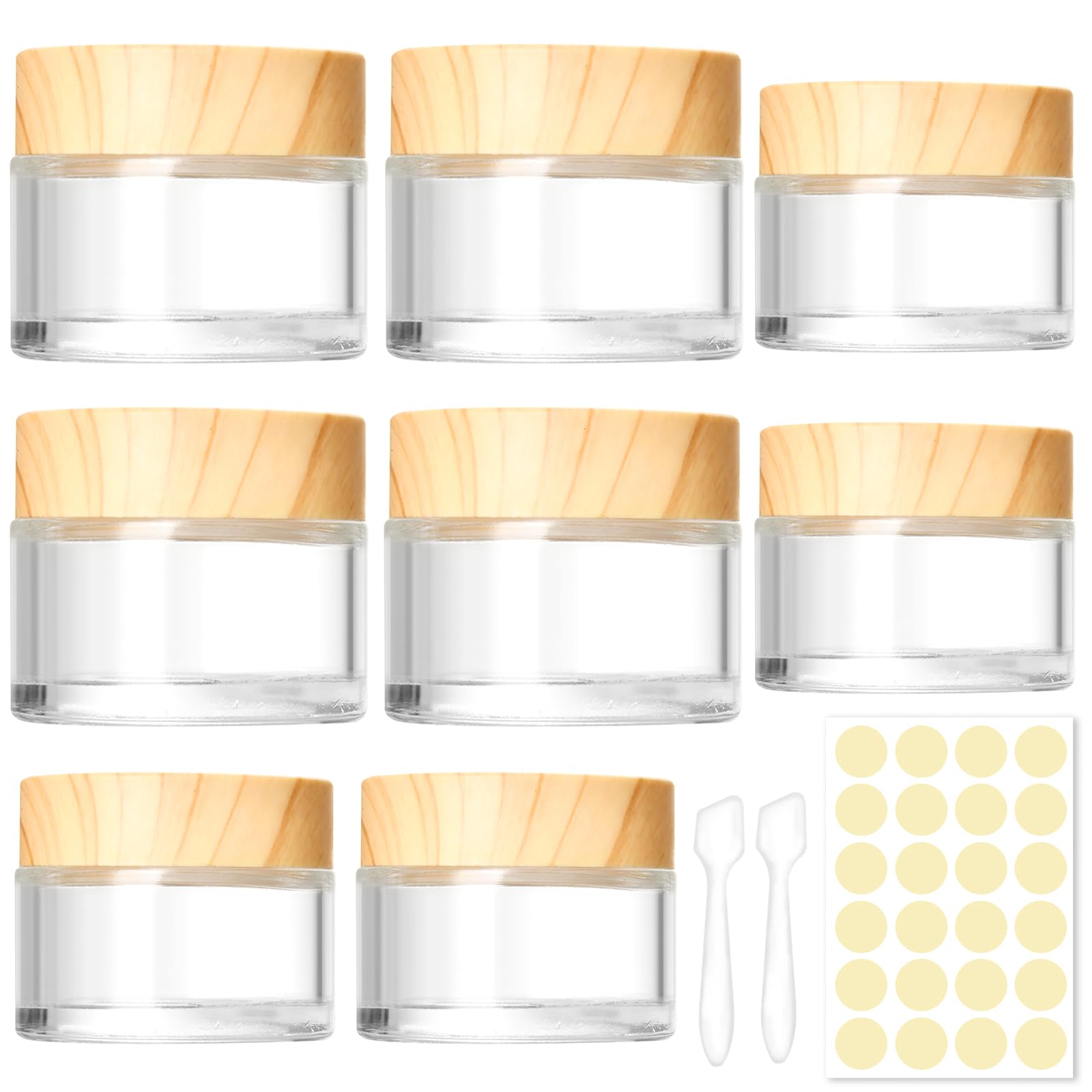 Pots Cosmétiques Vides En Verre Volhuluk - 8 Pièces (4x30ml + 4x50ml) - Avec Spatules Et Autocollants - Pour Voyage