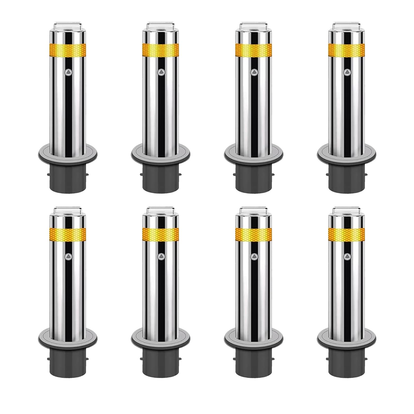 HCZKIUJY Safety Bollard, Steel Bollard, Stainless Steel Safety Bollard With Reflective Strips, Removable Bollard With Embedment Sleeve Pour In Place, For Traffic-Sensitive Area (105CM 8pcs)