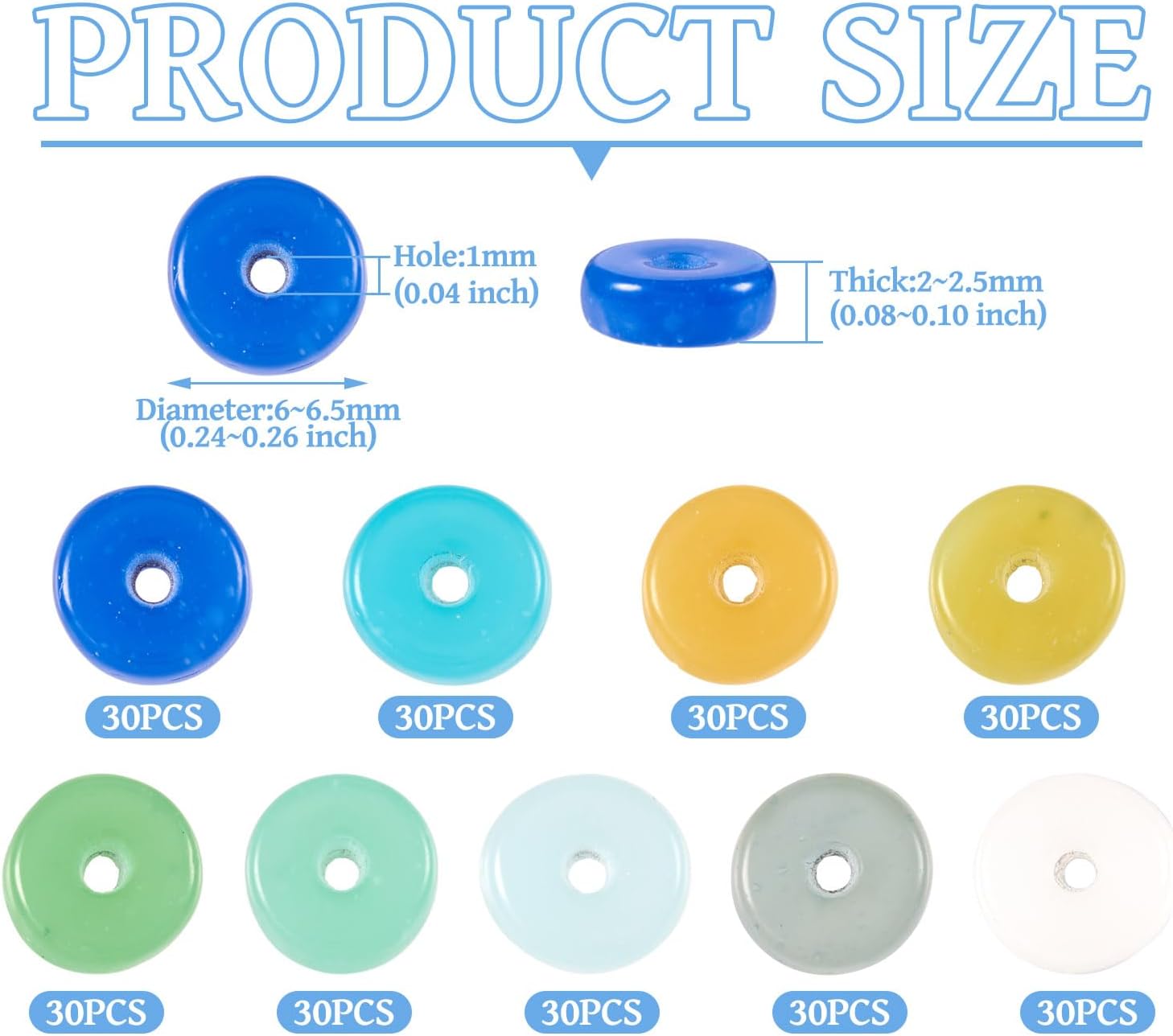 Elecrelive 270 pcs 6 mm Flat Round Glass Beads for Jewelry Making Disc Loose Beads Imitation Glass Circle Coin Beads for DIY Crafts Earring Bracelet Making Supplies - Image 2