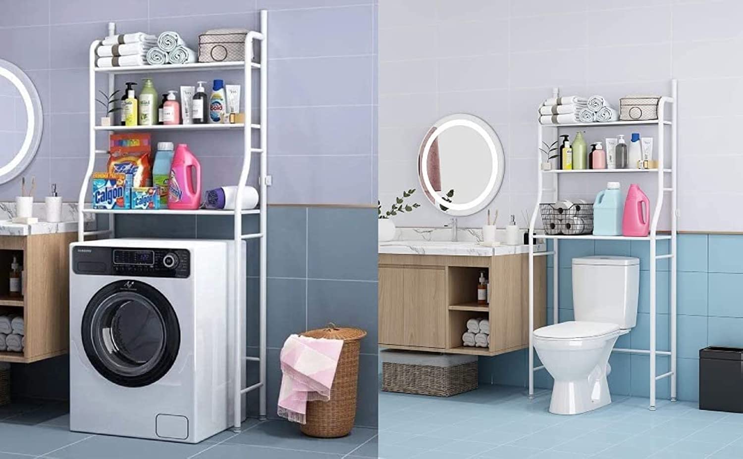 3 Shelf Bathroom Space Saver,Over The Toilet Rack,Bathroom Corner Stand Storage Organizer Accessories,The Washing Machine,Bathroom Tower