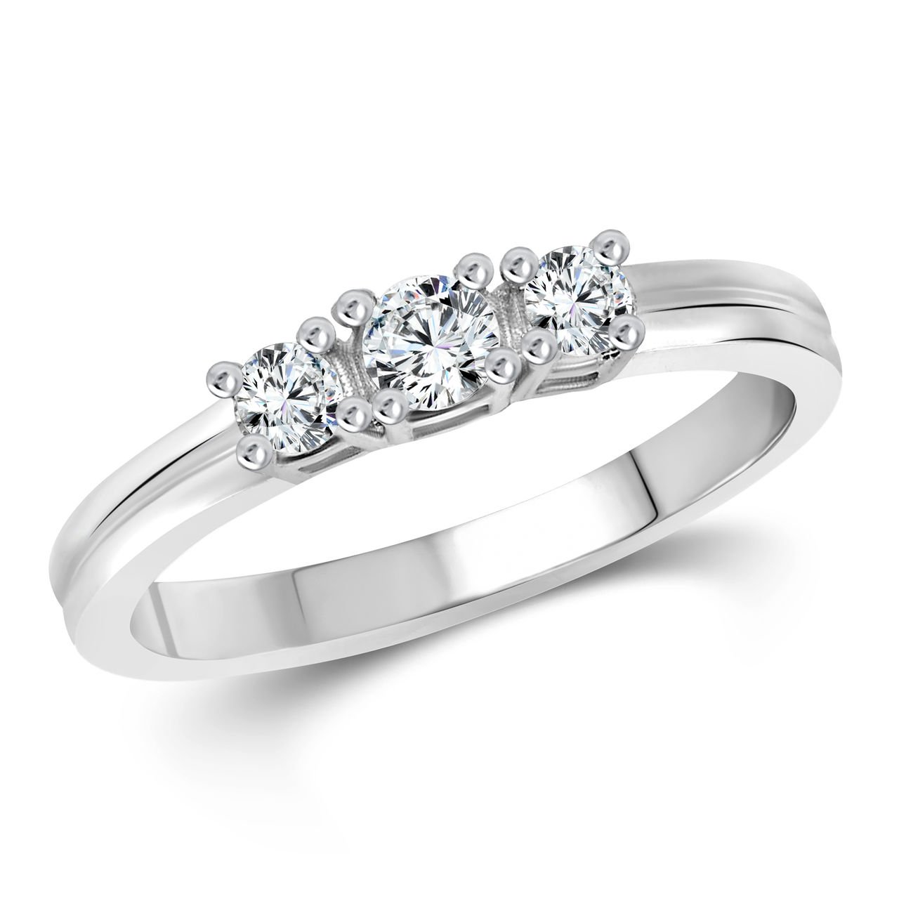 Vighnaharta valentine day gift valentineday gift for her gift for him gift for women gift for men Three Stone CZ Silver and Rhodium Plated Ring -VFJ1056FRR (B0188P665Q) Amazon Price History, Amazon Price Tracker