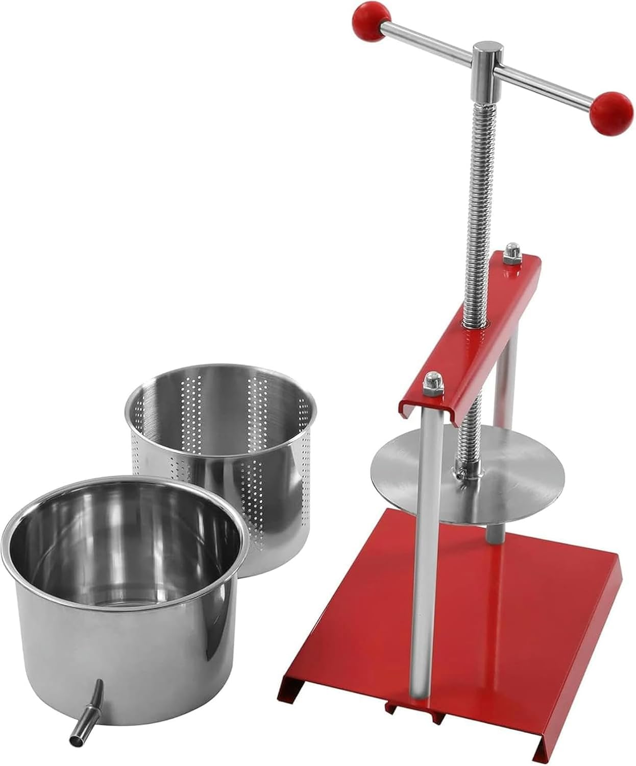 Manual Wine Press, Cheese Tincture, Herbs, Fruits, Wine, 1.6 Gallons Stainless Barrels for Juice, Vegetables, Wine, Olive Oil ~/
