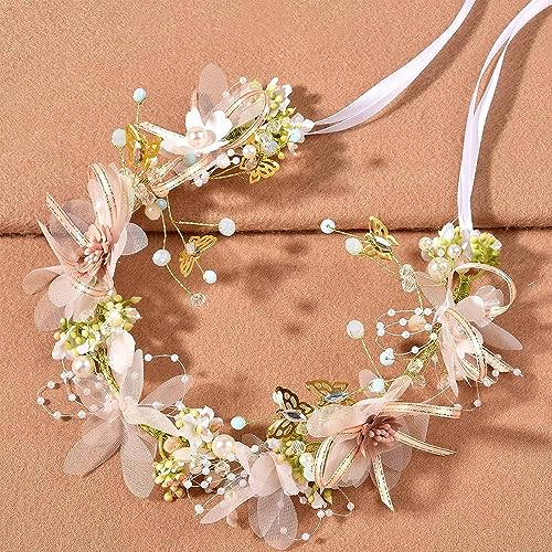 Image of SANNIDHI Flower Crown For Girls Princess Tiara For Girls Kids 8 Years Old+ Wedding Bridal Floral Hair Band For Women Dress Up Hairband For Party Birthday First Communion Gift, Multi