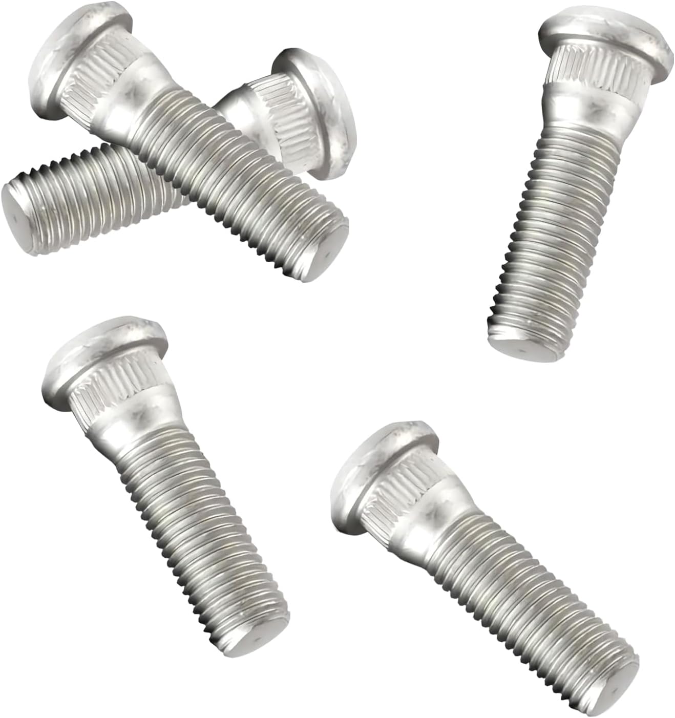 5 PCS Car Wheel Studs, M12 x 1.5 Anti-rust Retaining Steel Tire Screw, Fastener Replacement OEM# 90942-02049, Compatible with Corolla 4Runner Tacoma Camry Lexus Avalon (Silver)