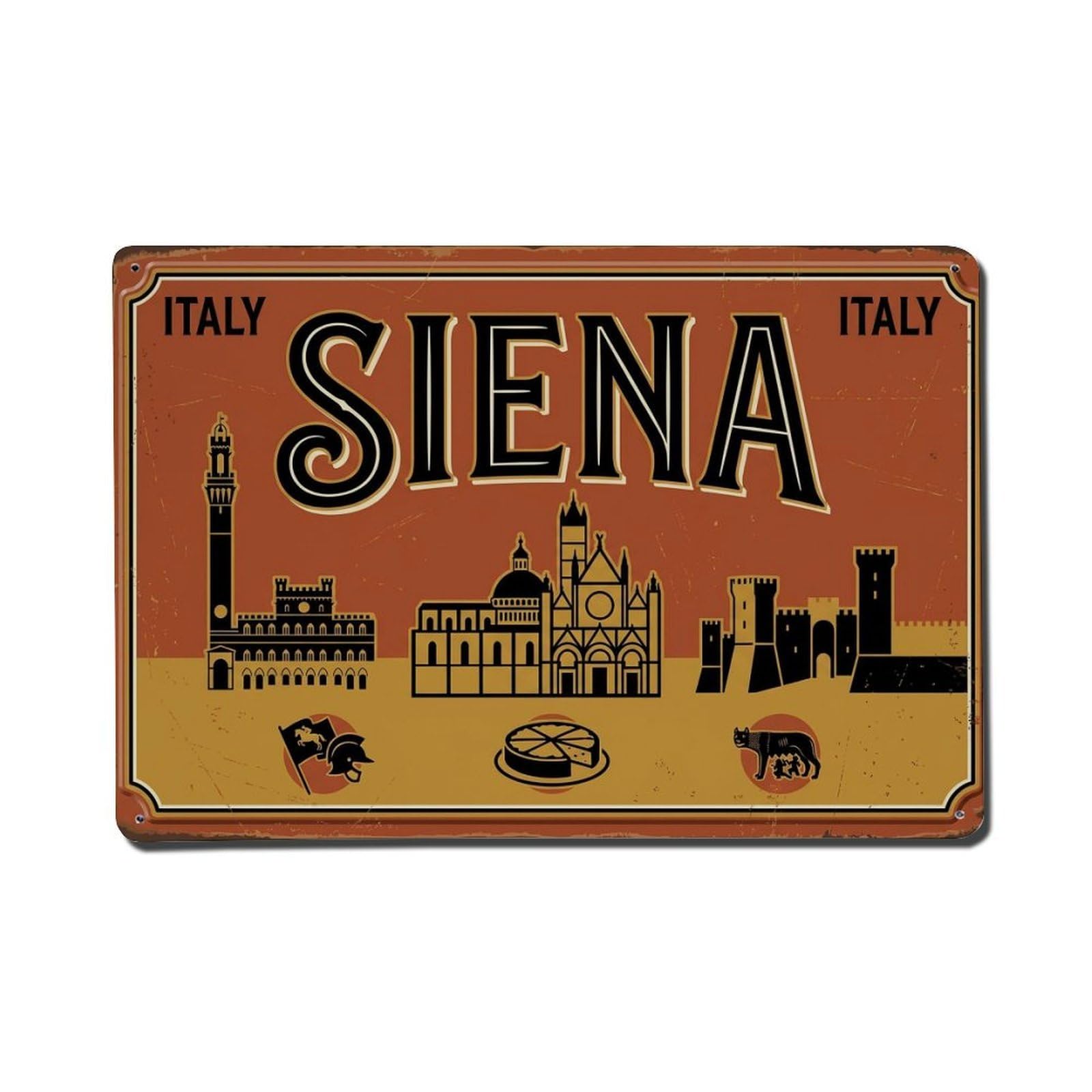 Xanthor Style Vintage Travel Siena Italy Piazza Horse Metal Tin Sign