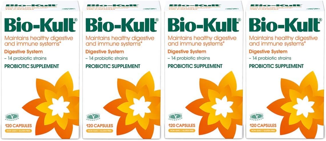 Bio-Kult Advanced Probiotics -14 Strains, Probiotic Supplement, Probiotics for Adults, Lactobacillus Acidophilus, No Need for Refrigeration, Non-GMO, Gluten Free Capsules-120 Count (Pack of 4)