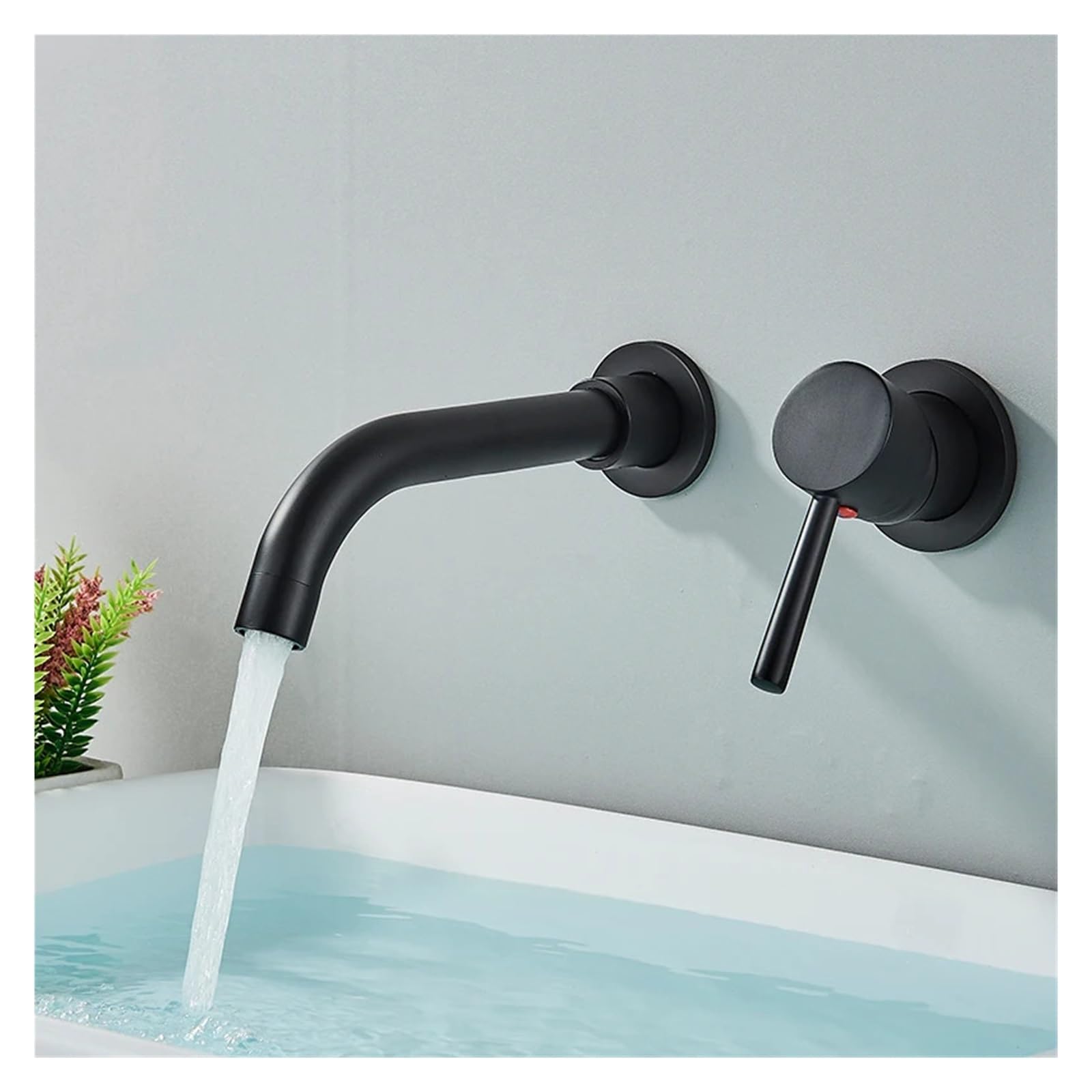 Rubinetto da parete in rame puro con maniglia singola per lavanderia, balcone, bagno (bianco)