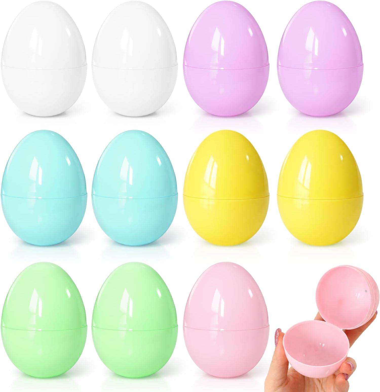 Fillable Plastic Easter Eggs 3.15'' x 2.36" Pastel Color Easter Eggs Bulk for Gift Easter Baskets or Egg Hunt Decor (24)