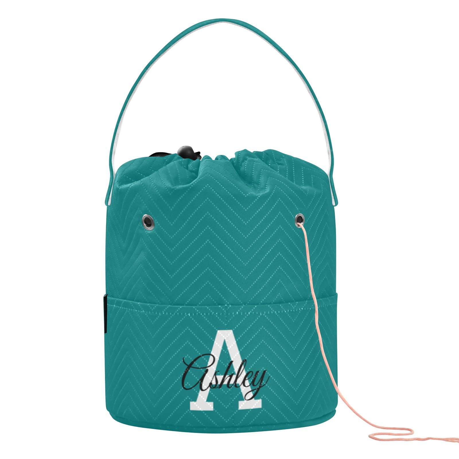 Personalized Yarn Bag Portable Knitting Bag, Custom Name Crochet Organizer Bag Yarn Organizer for Crochet Accessories and Supplies, Teal