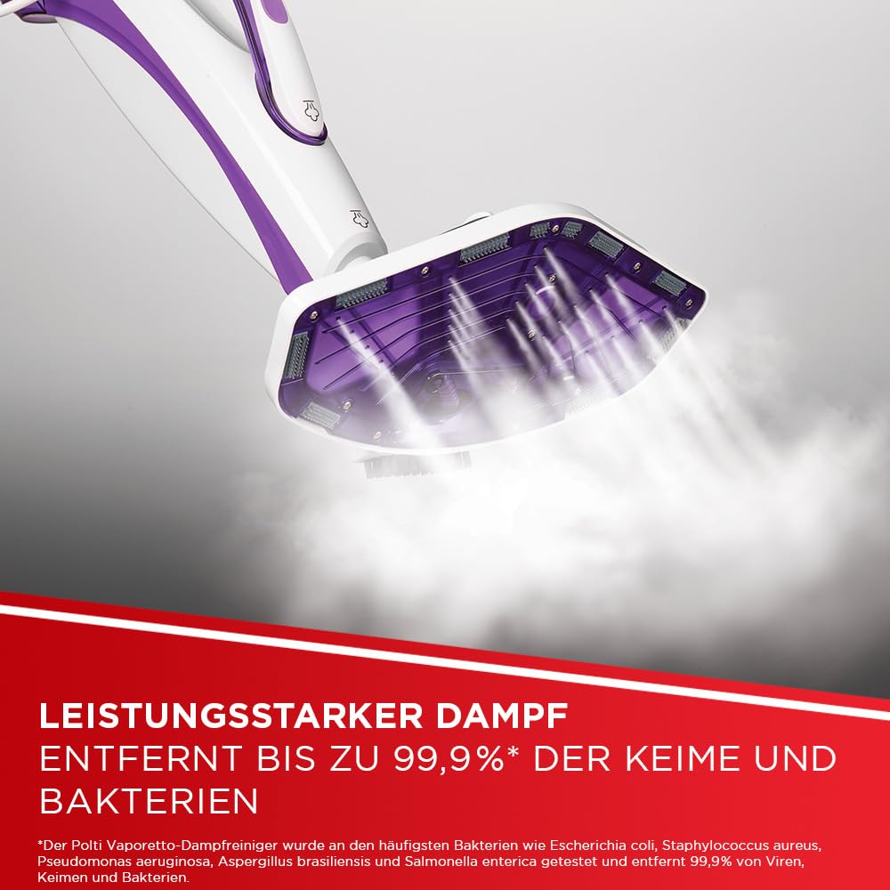 Polti Vaporetto SV440 Double – 2-in-1 Dampfreiniger, Boden- & Handgerät, 11 Zubehörteile, Aufheizzeit 15 Sek., Abnehmbarer Wassertank, Weiß/Violett