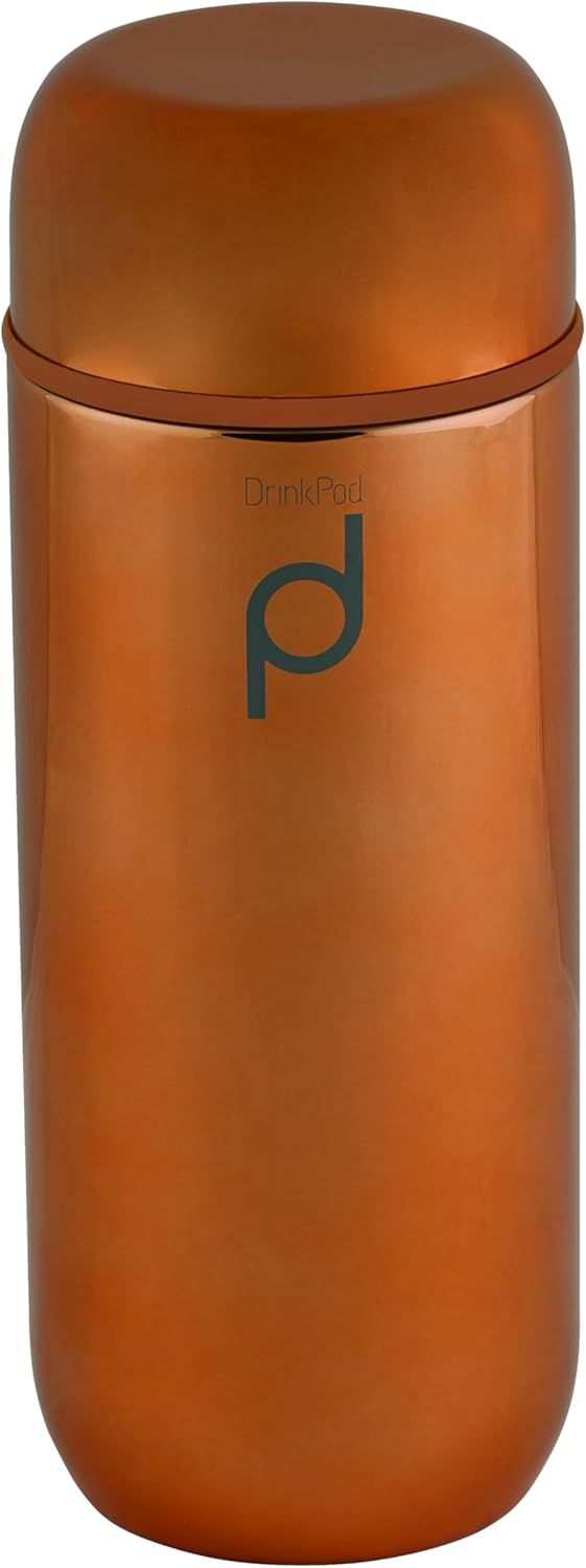 Grunwerg Drink Pod Vacuum Insulated Flask, Stainless Steel, Blue, 300ml