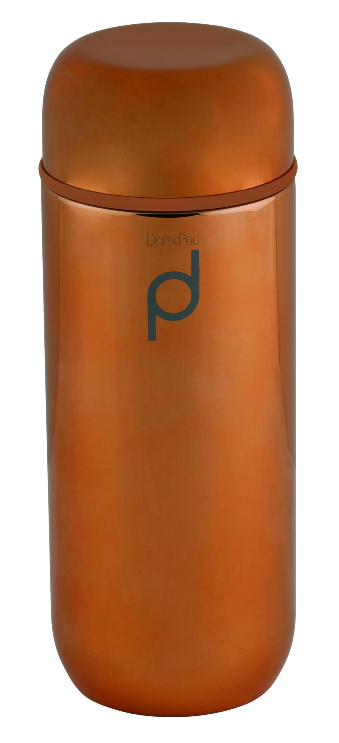 DrinkPod Reusable Capsule Drink Flasks with Vacuum Walled Stainless Steel Body, Keeps Drinks Hot/Cold for 6 Hours, Metallic Copper Finish 200ml/ 0.2L for Coffee, Tea, Water, Juice, HCF-200CU