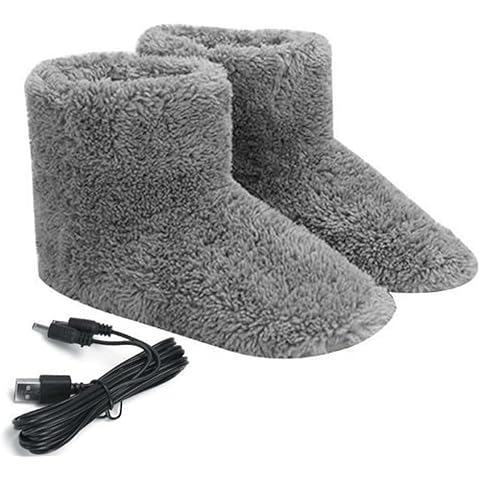 USB Rechargeable Heated Feet Warmers Electric Foot Warmer Soft Winter Warm Heating Booties for Men Women,Washable Cover