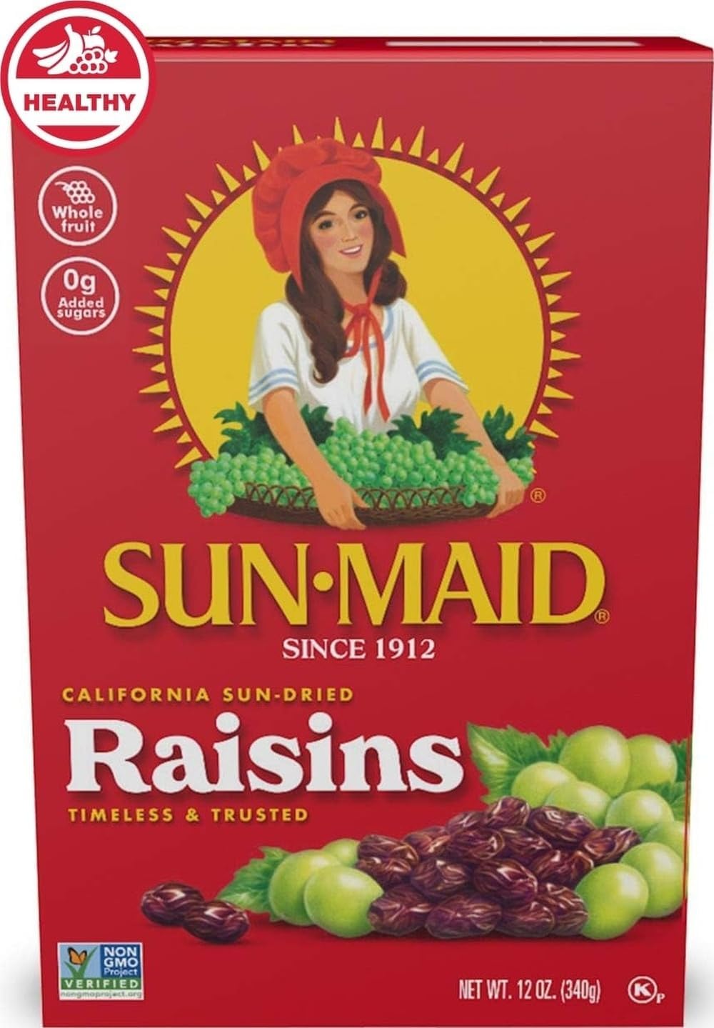 Sun-Maid California Sun-Dried Raisins - 12 oz Sharing-Size Box - Dried Fruit for Healthy Snacks, School Lunches, and Natural Sweeteners