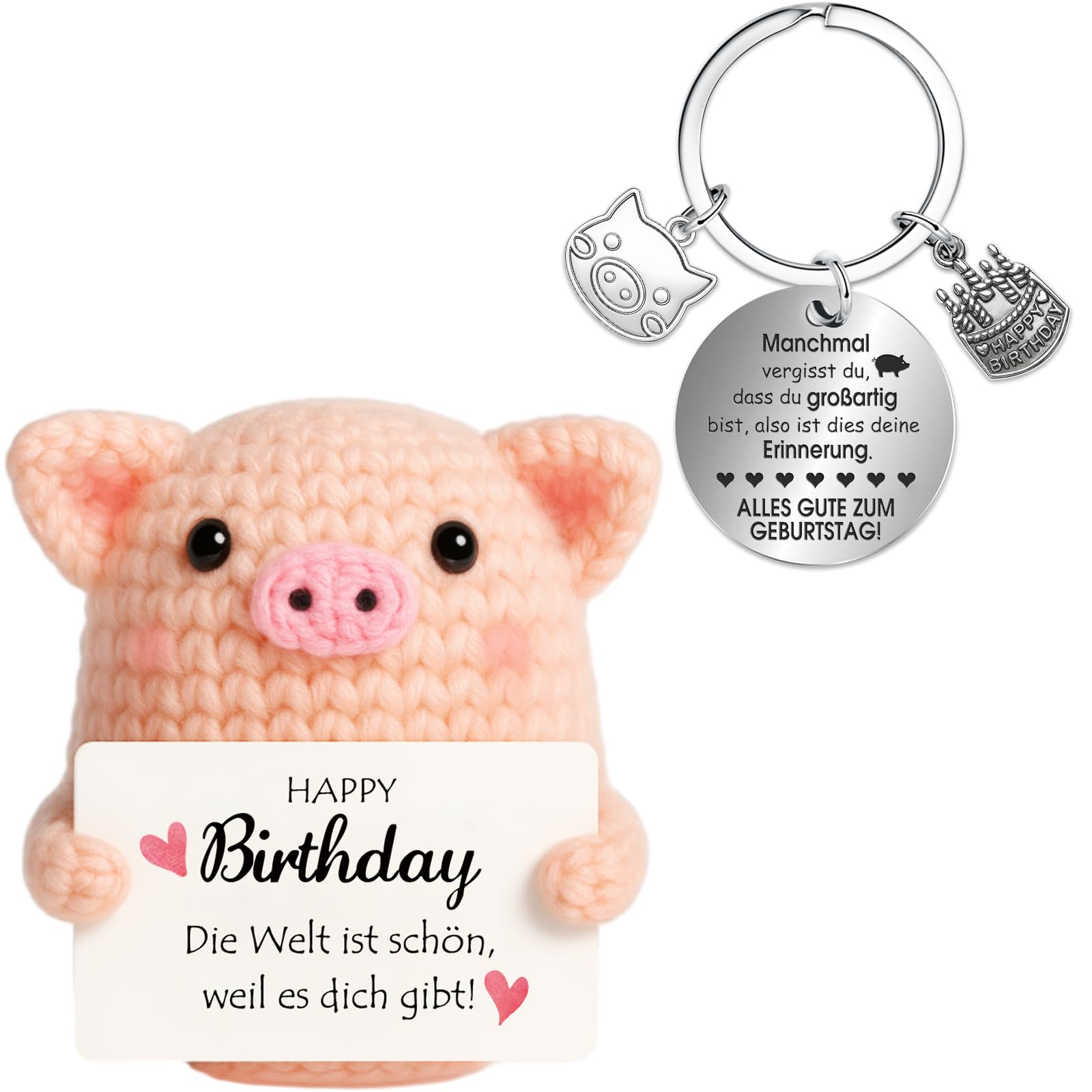 Farbeele Positive Figur und Glücksbringer-Schlüsselanhänger, Pocket Hug, MutmacherGeschenk, Gute Besserung Geschenk, Glücksbringer Prüfung Geschenk, Geburtstagsgeschenk
