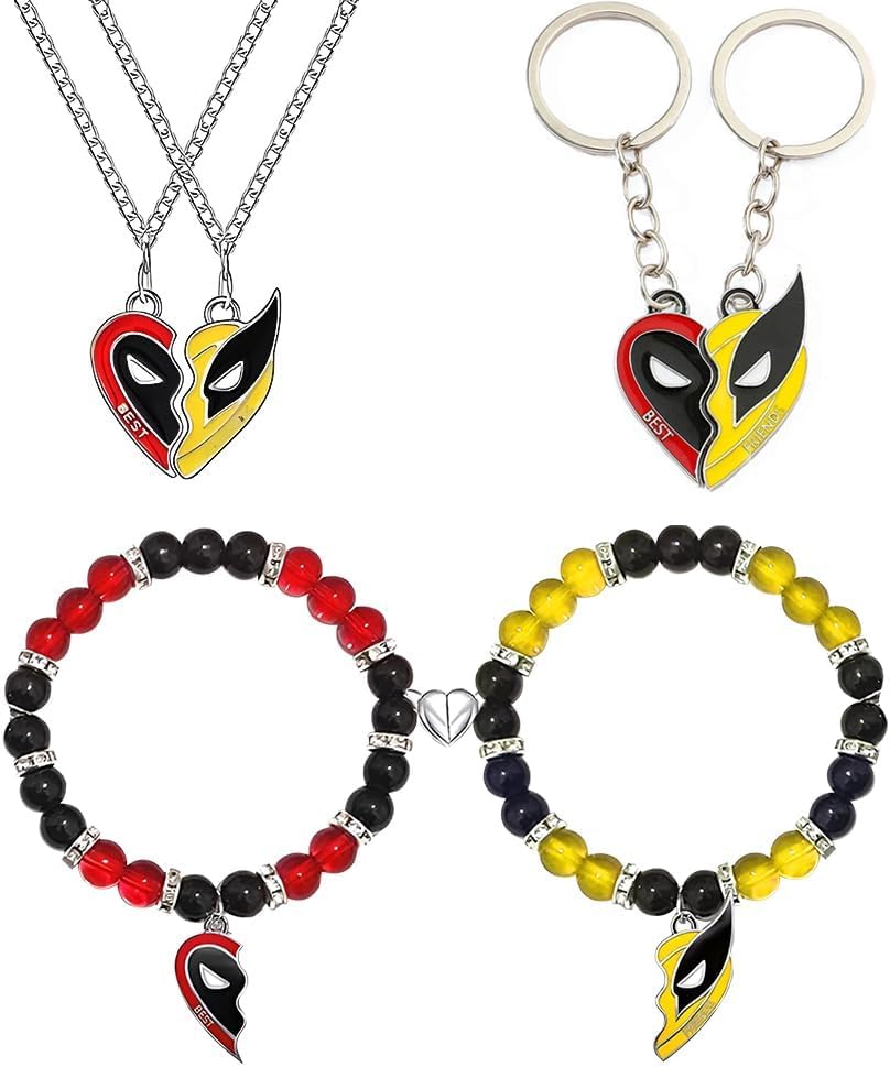 Set di collane Marvel Deadpool e Wolverine Best Friends Collana con ciondolo abbinato a cuore diviso per regalo di gioielli cosplay da donna 36 Set di collane Marvel Deadpool e Wolverine Best Friends Collana con ciondolo abbinato a cuore diviso per regalo di gioielli cosplay da donna 36