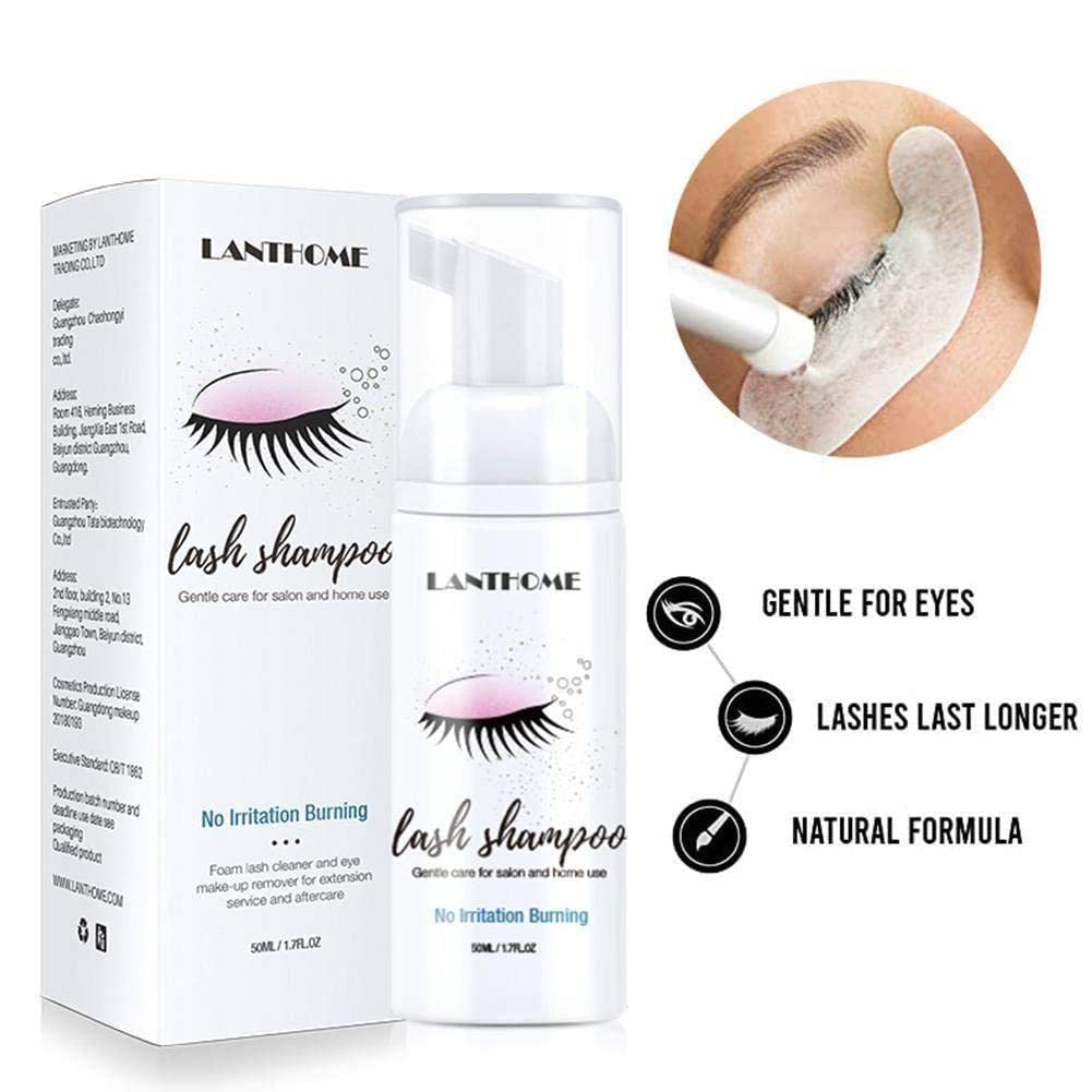 50 ml cepillo de extensión de pestañas, juego de champú, limpieza suave, espuma de mousse, sin estimulación, pegamento de extensión de pestañas, maquillaje limpio,