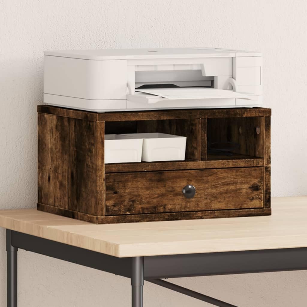 Druckerständer Räuchereiche 40x32x22,5 cm Holzwerkstoff Beistelltisch für Büro Wohnzimmer Schlafzimmer