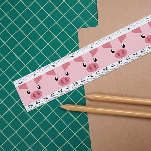 Miniatura 3 de Regla de plástico estándar y métrica de 12 pulgadas con cara de cerdo