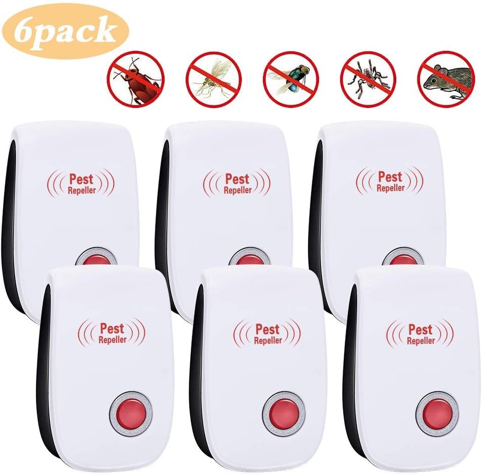 6 pack Electronic Plug In, Mouse and Rat Repeller Ultrasonic Pest, White