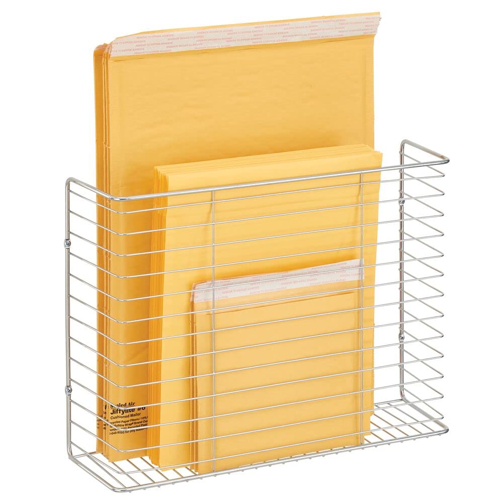 mDesign Metal Wire Farmhouse Wall Mount Magazine Holder, Storage