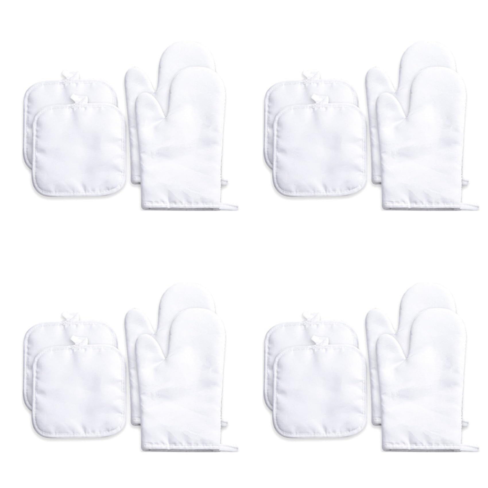 Hndhbfgrt Sublimation Blank Oven Mitts Set Gloves and Sublimation Blank Pot Pad for DIY Kitchen Dining Room Accessories 16Pcs