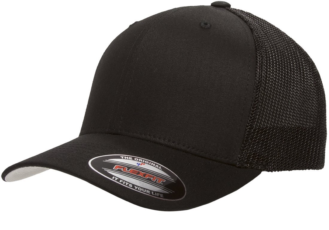 Flexfit Erwachsene Mütze Mesh Trucker Kappe, Black, one Size