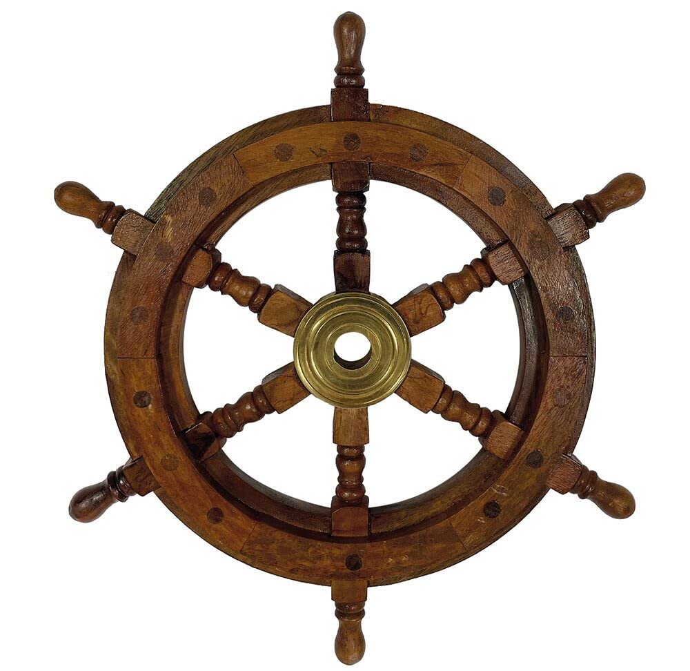 zeitzone Schiffssteuerrad Ruder Steuerrad Schiff Holz Messing Maritim Nostalgie 32 cm
