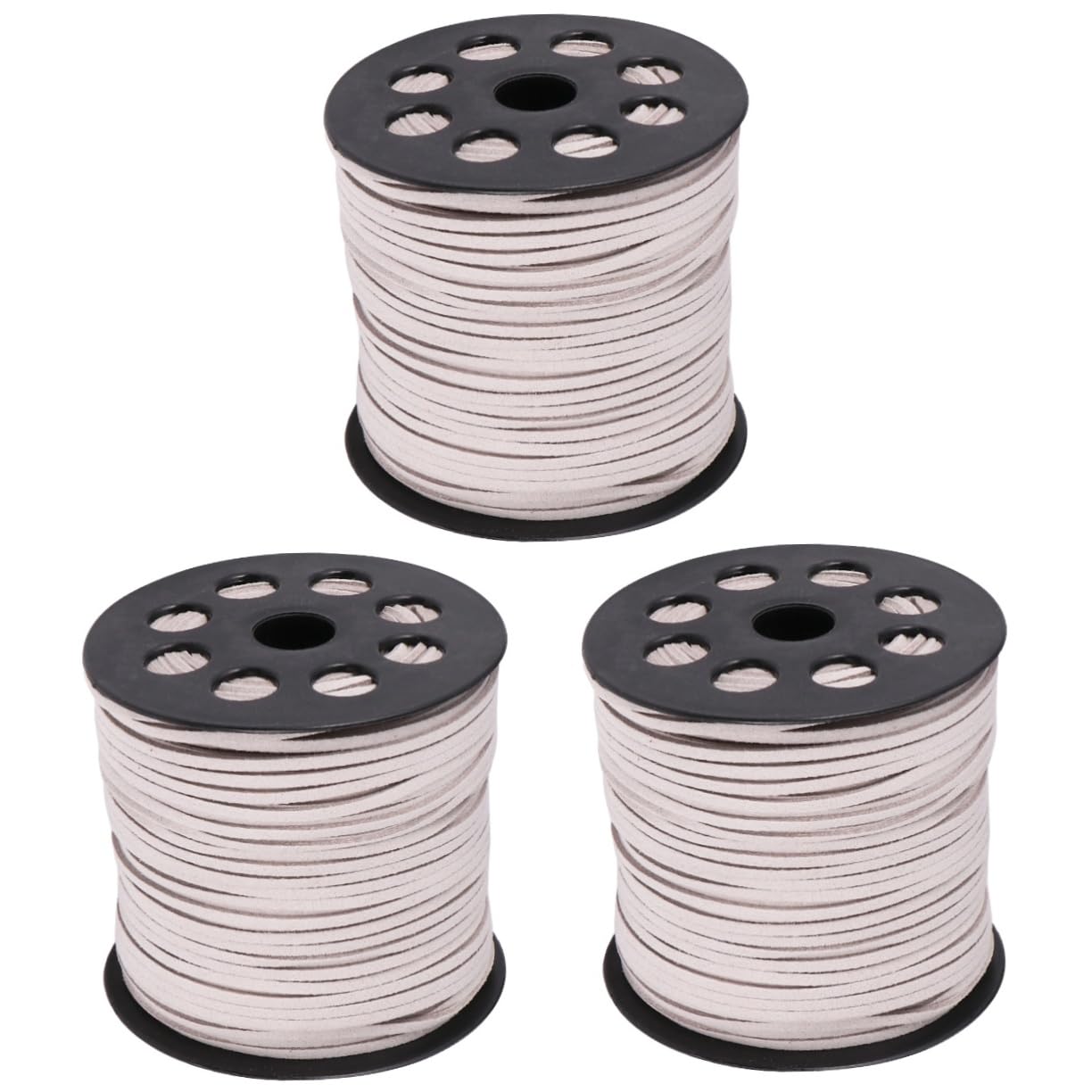 Lurrose 3rotoli Filo Ecopelle Per Fai Te Di Cordino Per Creazione Di Collane e Bracciali Suede Sintetico Argento Per Accessori Moda e Decorazioni Artigianali