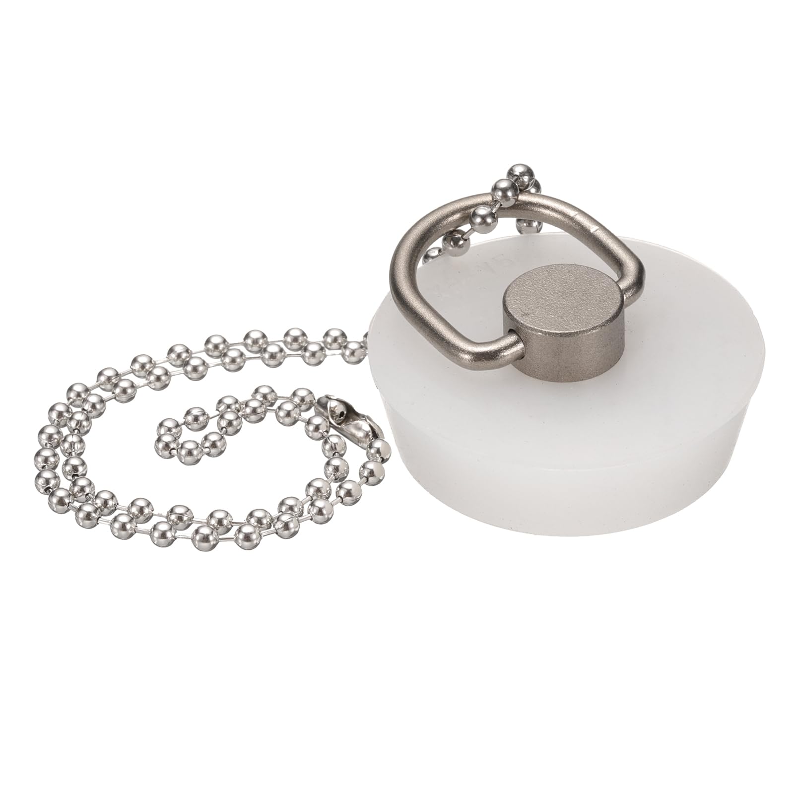 Bouchon de vidange en silicone blanc 38mm avec chaînette de 38cm pour évier et baignoire