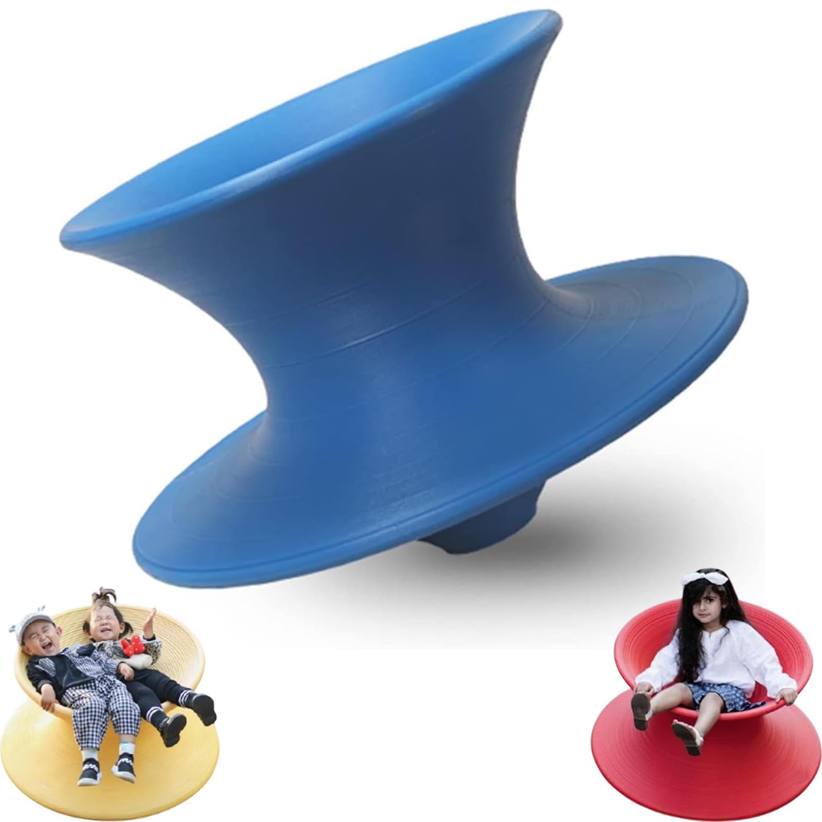 One-Piece Molded Gyro Swivel Chair, 360° Spinner Seat Recliner, Sensory Spinning Seat, Ergonomic Swivel Seat for Kids, Indoor Outdoor Sensory Equipment (Blue, 25inx17in)