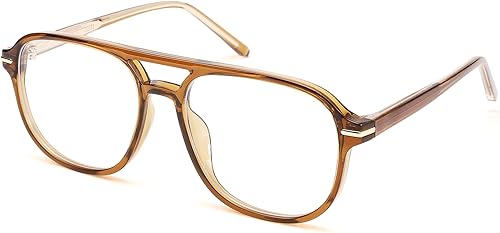 Pro Acme Lentes de bloqueo de luz azul, anteojos cuadrados de gran tamaño con marco de aviador de los años 70 para mujeres y hombres, lentes de