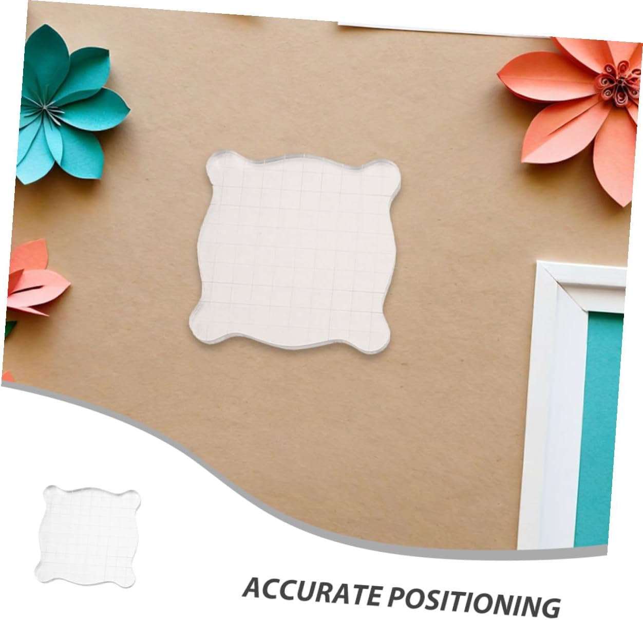 ULTECHNOVO 4pcs Acrylic Stamp Blocks Stamping Tools with Grid Lines for Scrapbooking Card Making and DIY Crafting