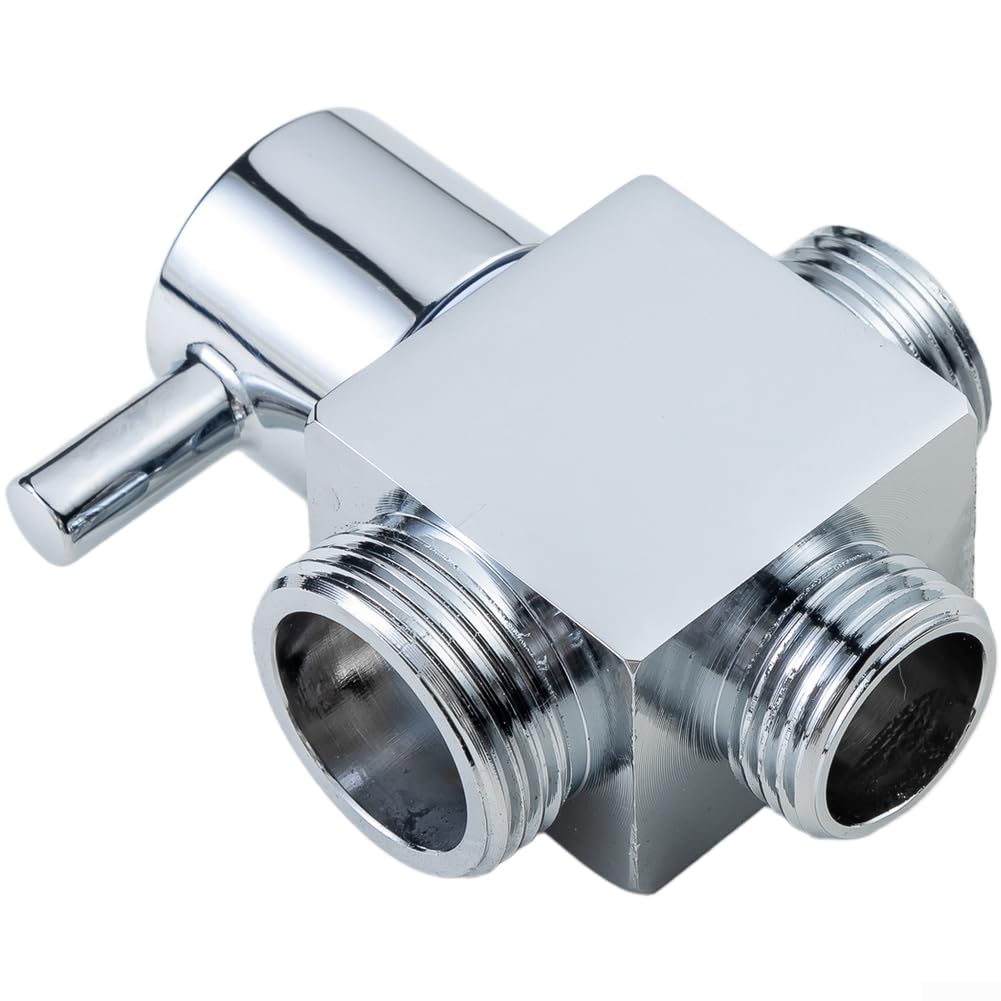 All Copper Shower Diverter Valve, 1 Inlet 2 Outlet Splitter with Quick Switch Function for Bathroom Faucet and Shower Systems, Silver(Silver)