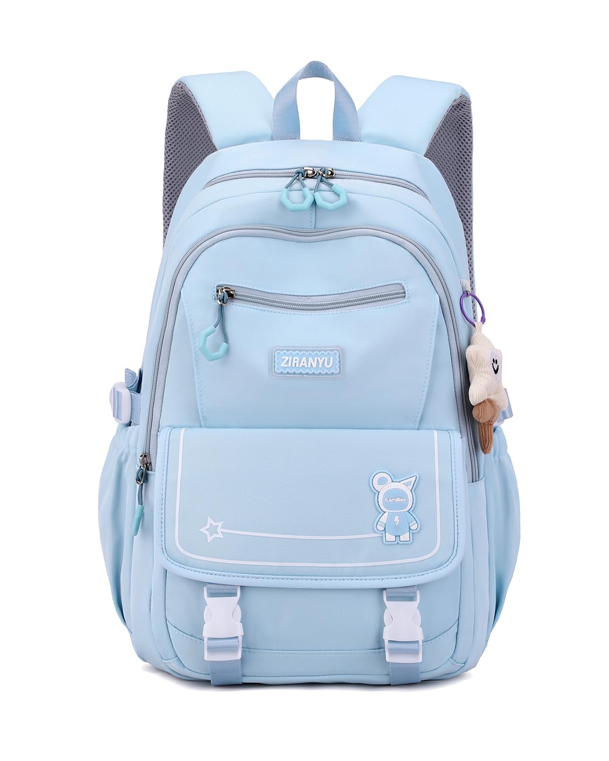Amythe Mochilas Escolares para Niñas Adolescentes, Mochila Chicas Informal Grande Impermeable Bolsas Escolare Con Bonito Colgante para Niñas de 10 12 14 16 años, Apto para Carro, Azul