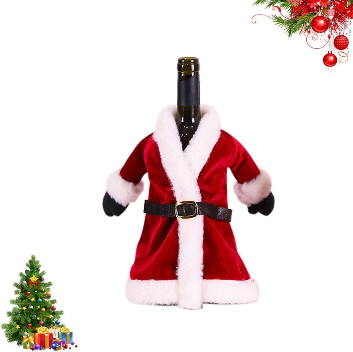 HAPINARY Christmas Wine Bottle Cover Dress Red Velvet for Party Decor image 4