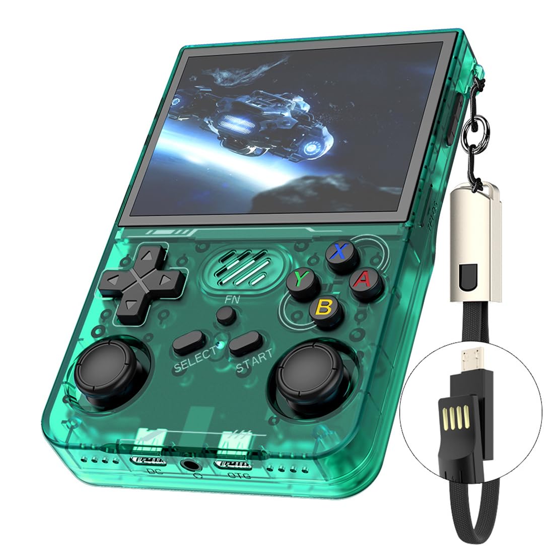 RetroPro R36xx Console de Jeux Portable WiFi Console Rétro Portable 3.5'' IPS HD, 20000+ Jeux Classiques, Émulateurs Multi-Plateformes, Batterie 3000 mAh, pour Adultes & Enfants (Vert, 128, Go)