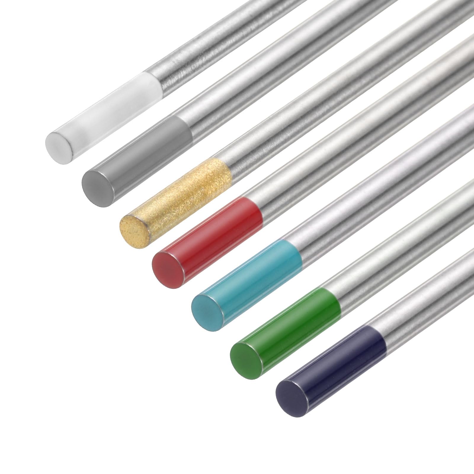 QUARKZMAN Electrodos De Tungsteno Para Soldadura TIG 5pcs 0.04" & 5pcs 1/16" X 7" Para Soldadura De Acero Inoxidable, Soldadura De Aleaciones De Aluminio Y Magnesio, Cian WS2